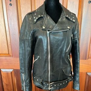 Vintage Black Leather Studded Motorcycle Jacket | Women’s M | Biker Punk Eclair